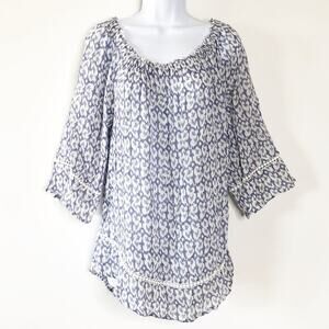 Westport 1X Blue Top 3/4 Sleeve Tunic Cotton On / Off Shoulder